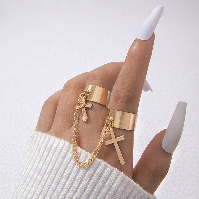 Wholesale Vintage Cross Spiral Gold Open Ring Set
